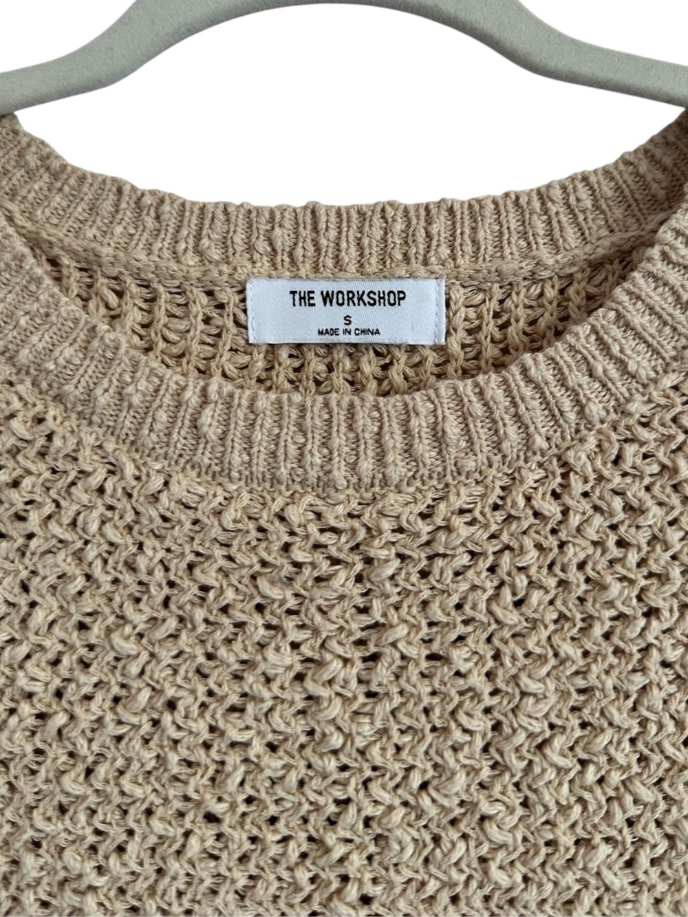 The Workshop Cotton Knit Sweater Top Beige Coastal Boxy Small - Picture 6 of 10